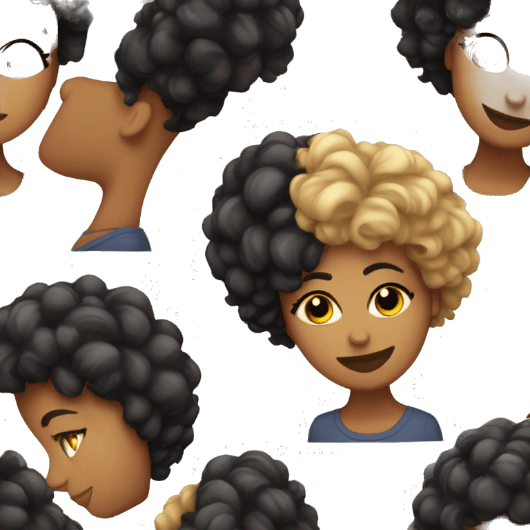 Chica con el pelo afro rizado negro despidiéndose  emoji