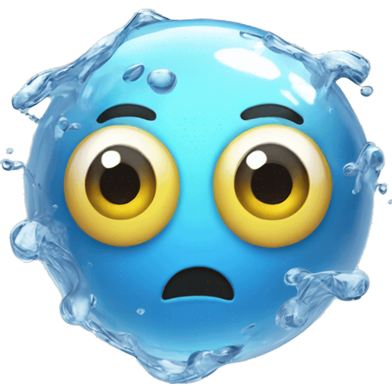 3D water ball with eyes hands and legs emoji