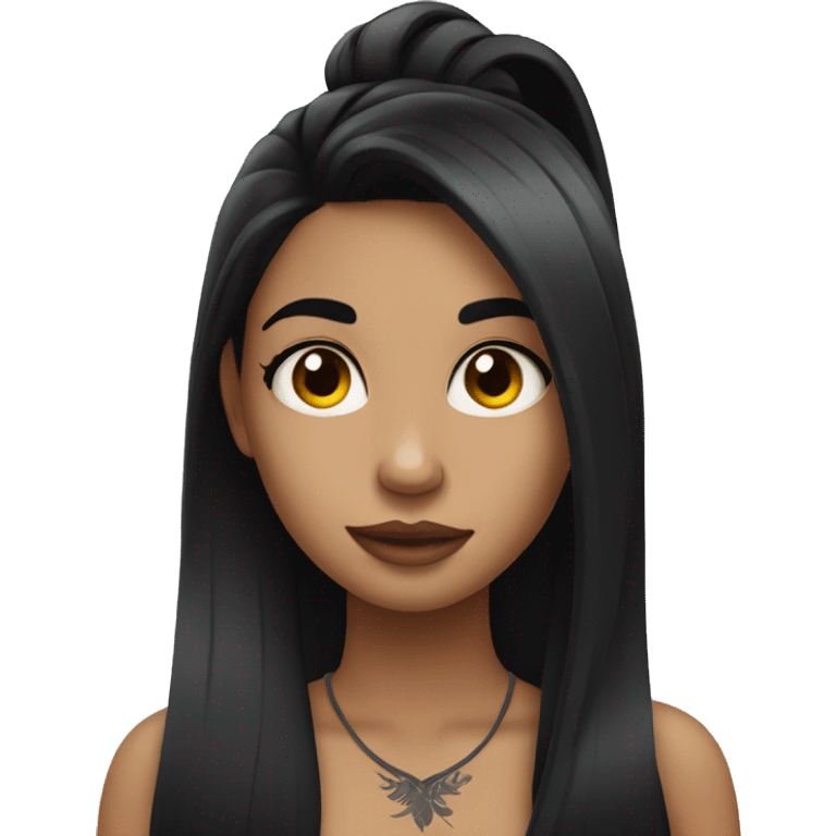 Girl with long black hair and neck tattoos emoji