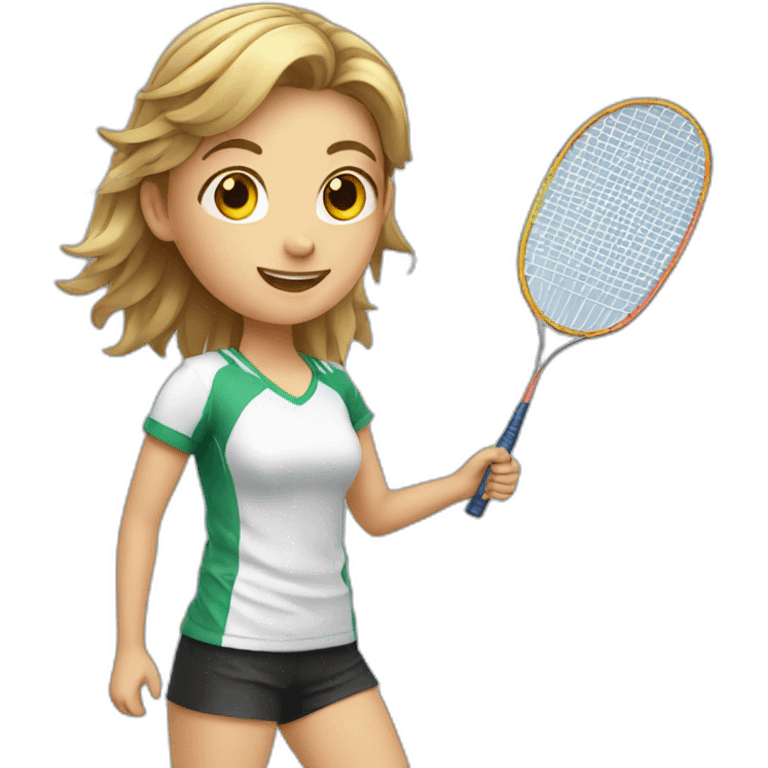 European girl playing badminton emoji