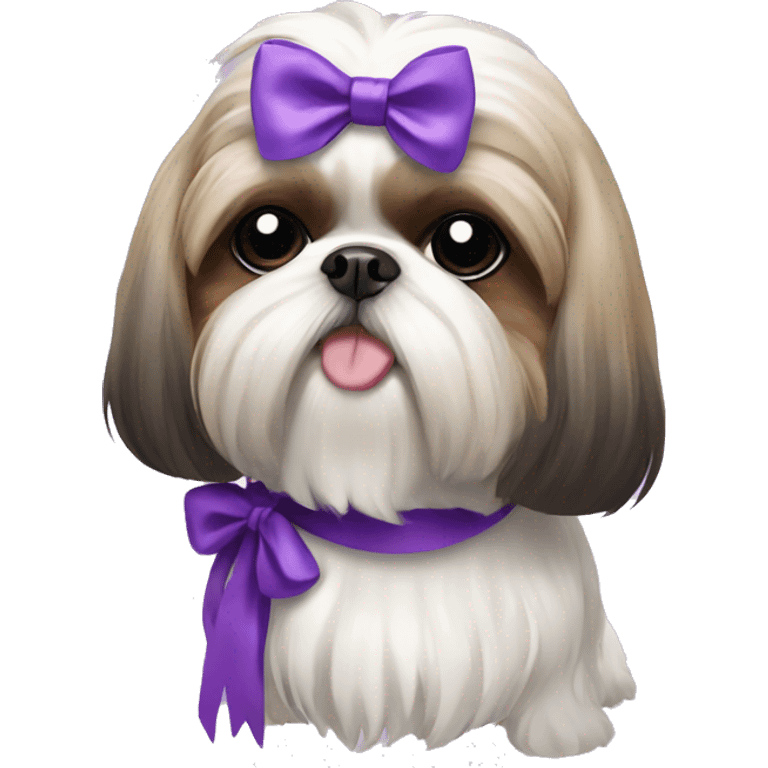 Shih tzu  with purple bow emoji