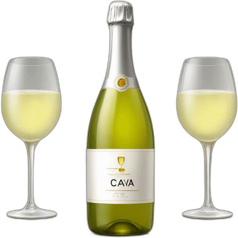 cava logo one big bottle and two same glasses of white wine emoji