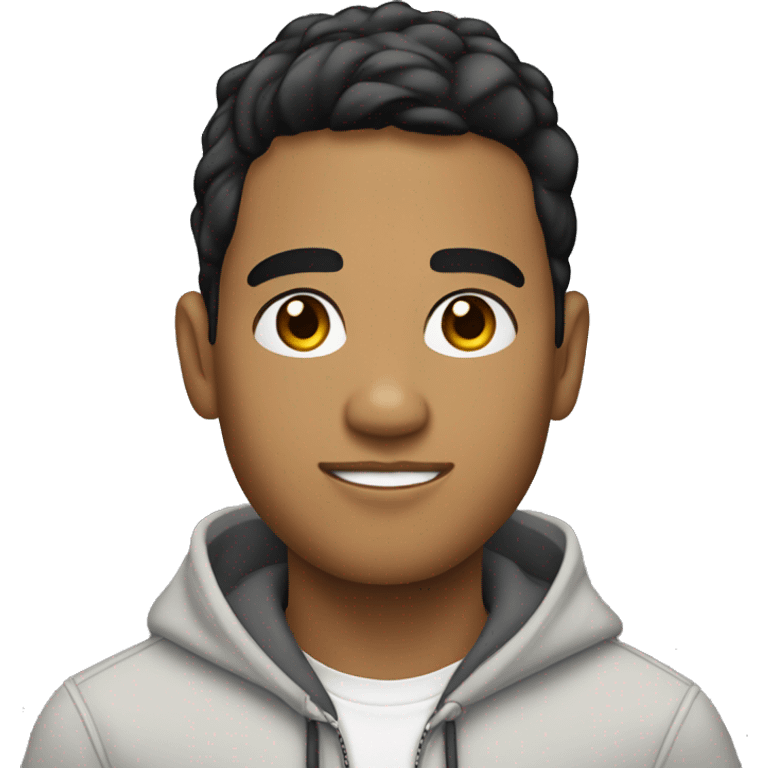 25-year old latino, light-brown skin, with black eyes and short hair, wearing a hoodie under a blazer emoji