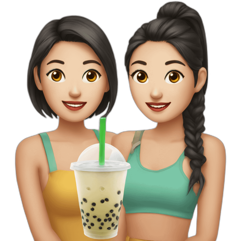 Two bubble tea bloggers emoji