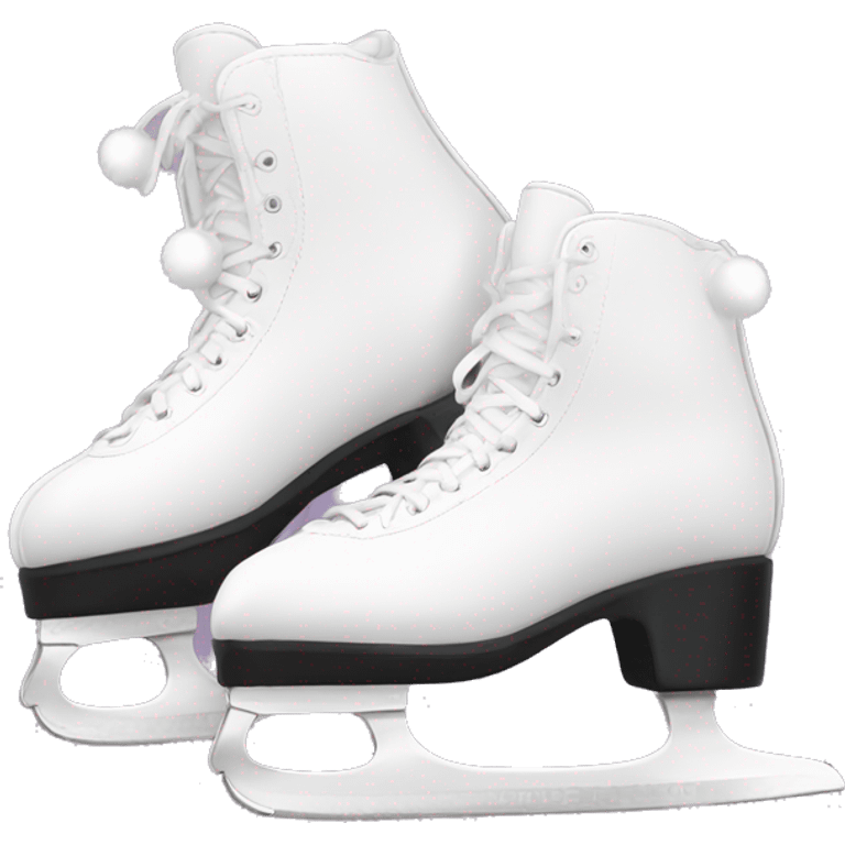 White figure skates with Pom poms emoji