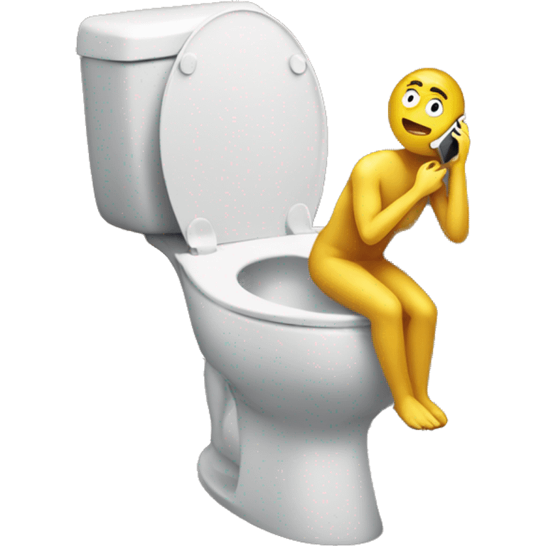 A man is on the phone on the toilet emoji