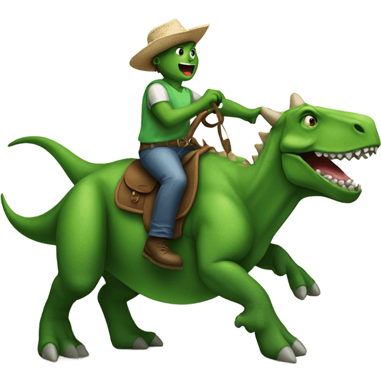 green dinosaur riding a bull emoji