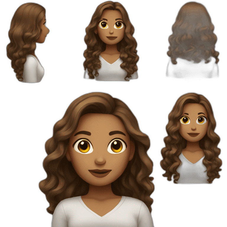 whith Girl with brown long wave hair emoji