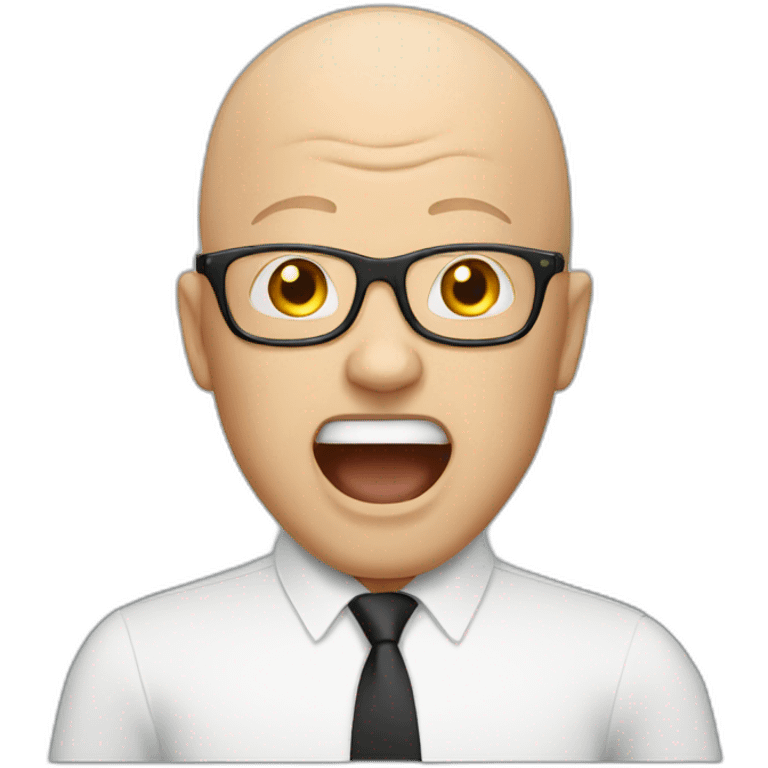 bald white man with glasses screaming emoji