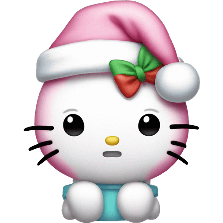 kawaii pastel hello kitty wearing a santa hat  emoji