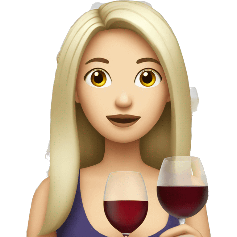 White women with long hair drinking wine emoji