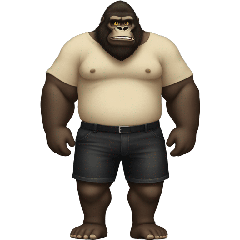 king kong black shorts and a bumbag around his shoulder emoji