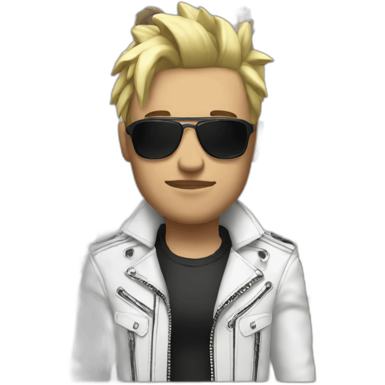 Punk man with white leather jacket emoji