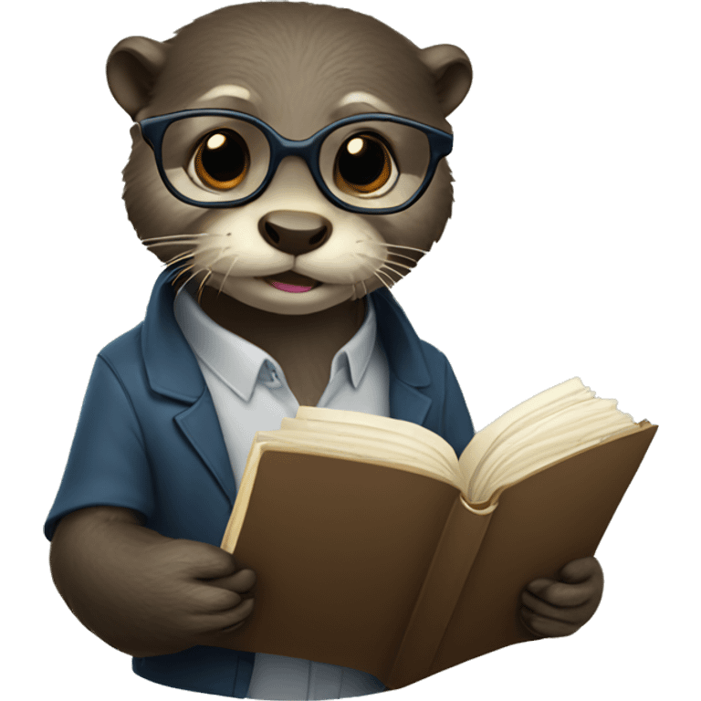 otter wearing glasses with a journal emoji