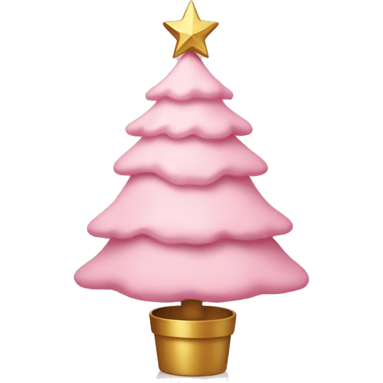 A baby pink Christmas tree with a gold star on top emoji