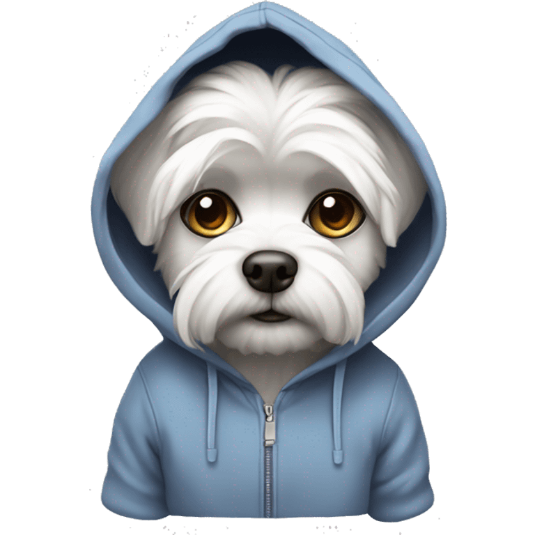 Maltese wearing a hoodie emoji