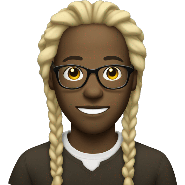 black guy with blonde dreadlocks and glasses emoji