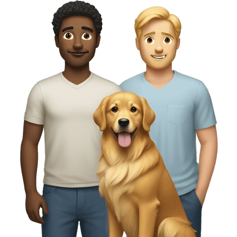 Two man with golden retriever emoji