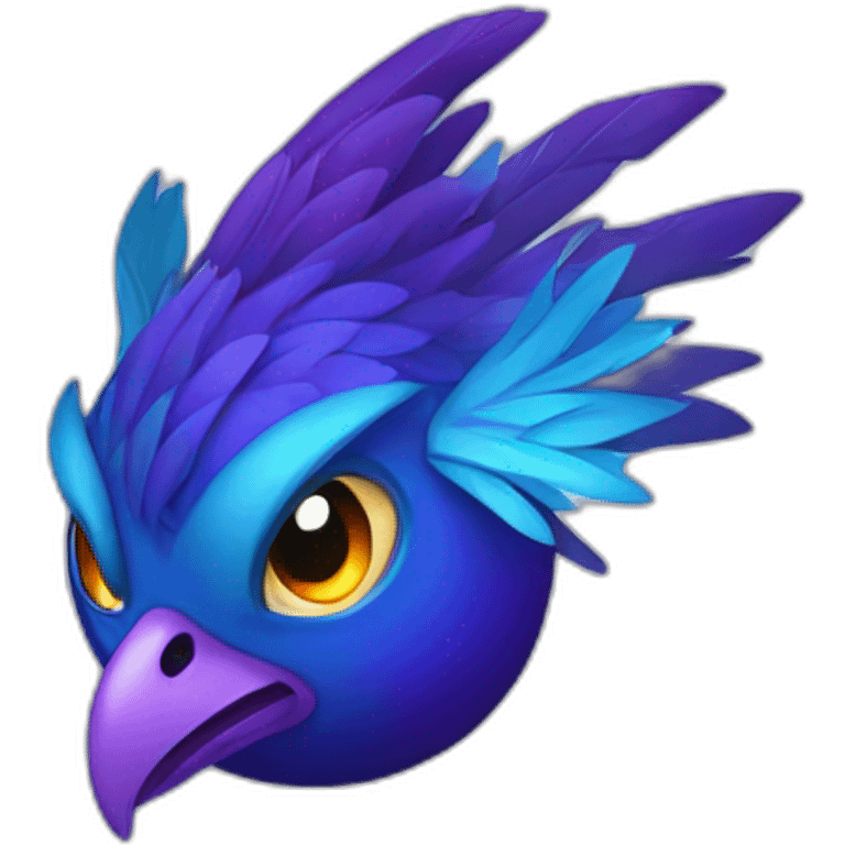 Blue Purple Phoenix Fire Head Big Eyeys emoji