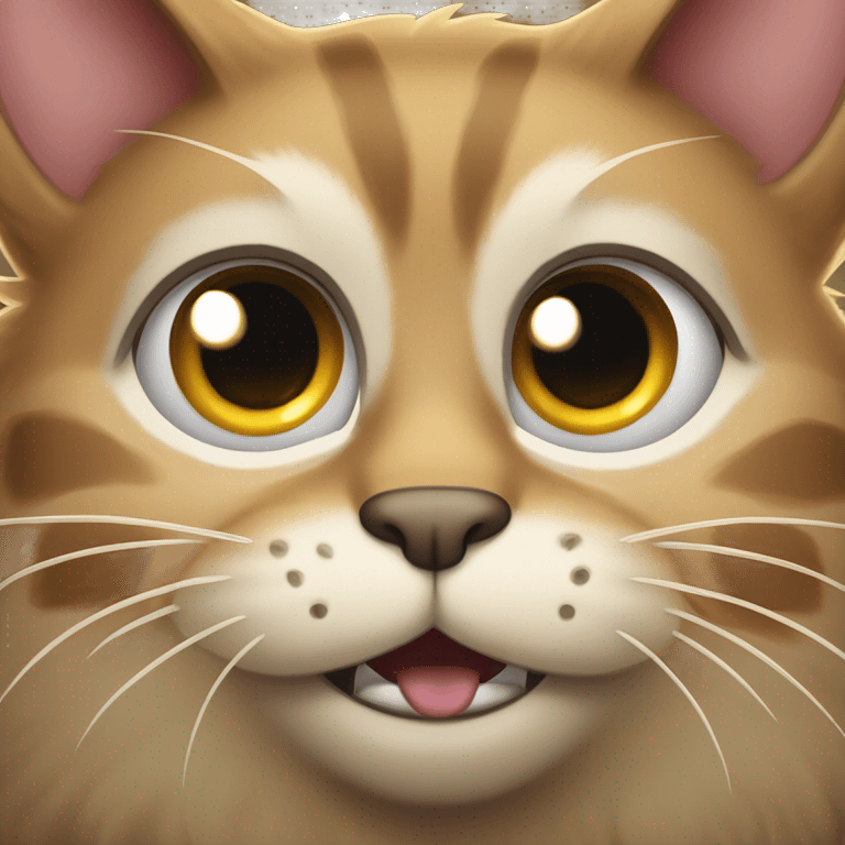 	A scared, wide-eyed cat with bristled fur, as if frightened, resembling the “scared face” emoji. emoji