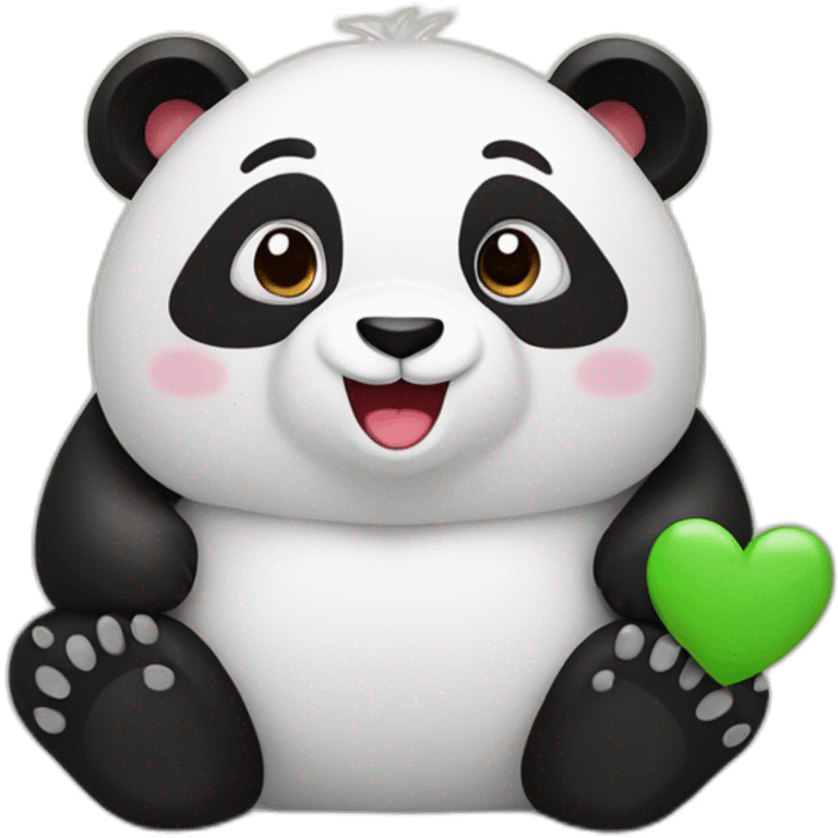 un panda avec un coeur emoji