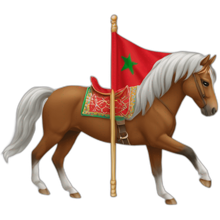 Cheval couleur drapeau maroc emoji