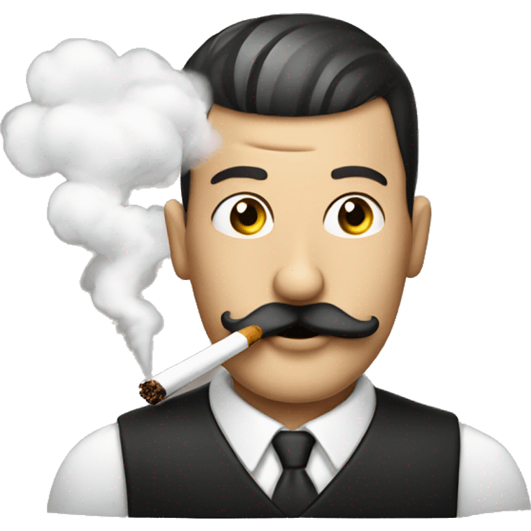 emoji of a man with a moustache and cropped hair smoking a vape emoji