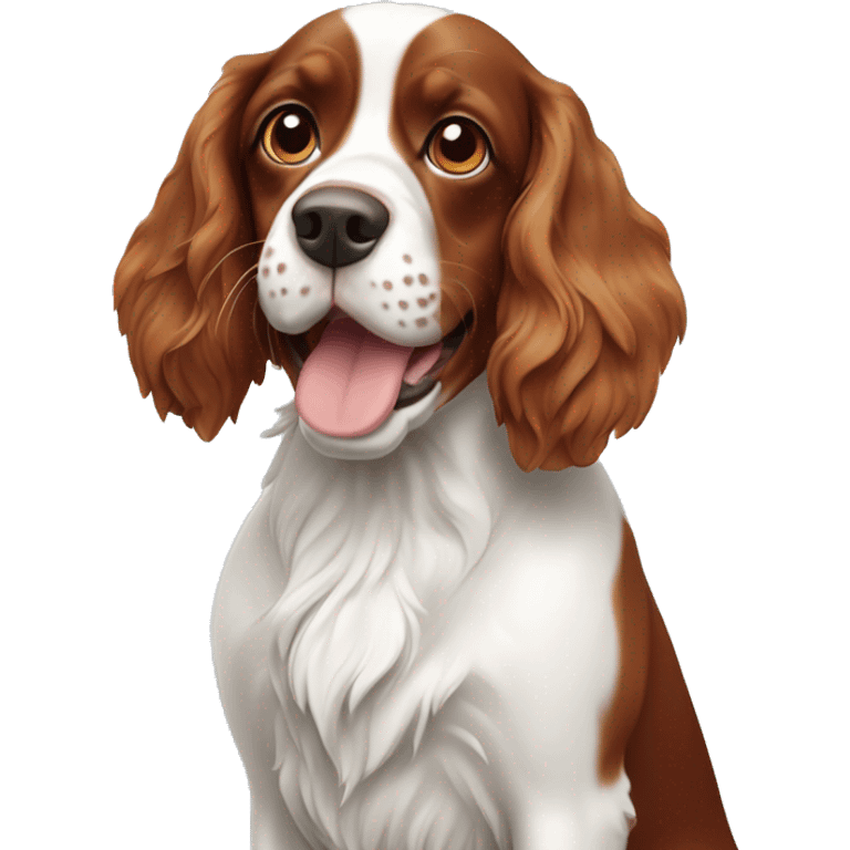 Red and white french britanny spaniel dog emoji