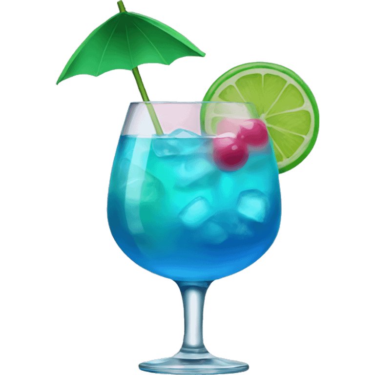 Blue with green and pink cocktail  emoji