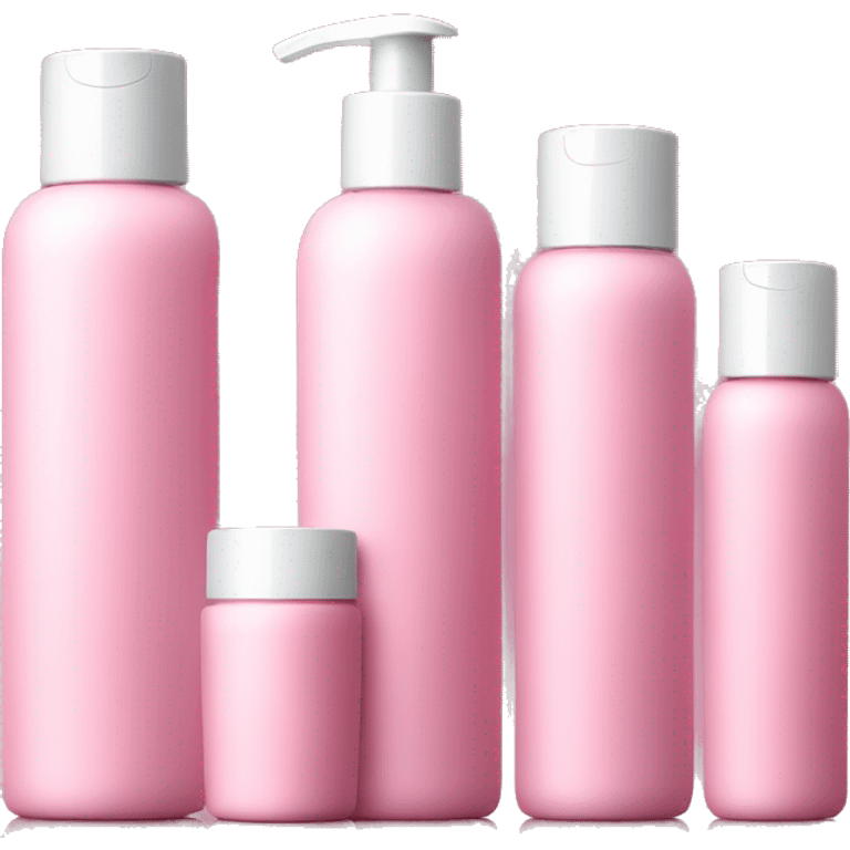 set of 4 pink skin care bottles of various heights emoji