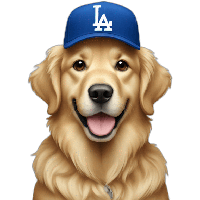 Golden retriever wearing dodgers hat emoji