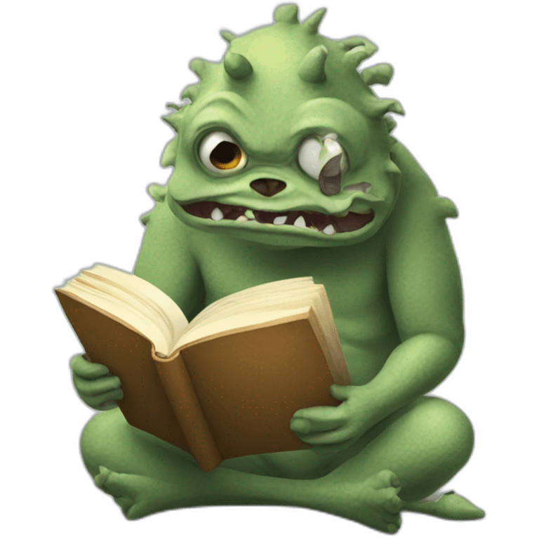 ugly creature reading book emoji