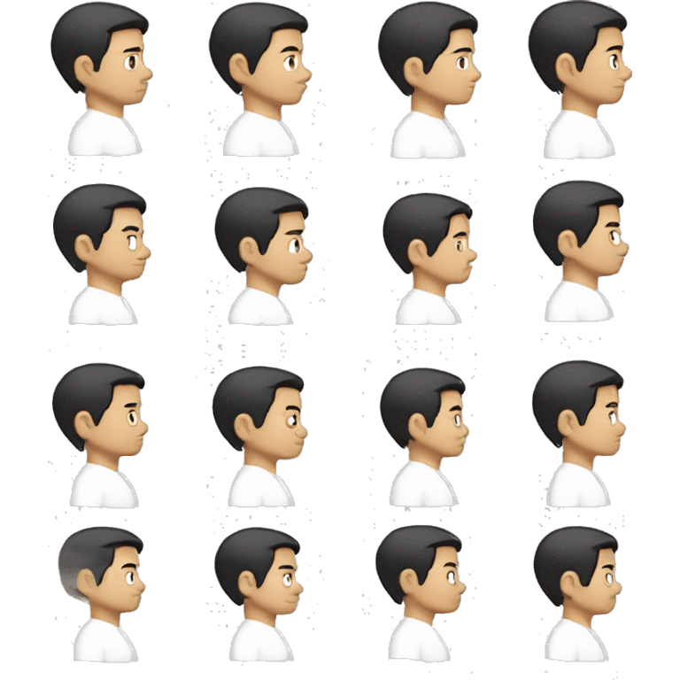 blackshort hair white skin color asian men with white shirt, make it from soulders and create only one emoji emoji