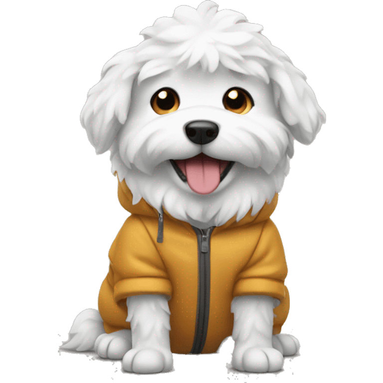 Dog wearing snow jacket emoji