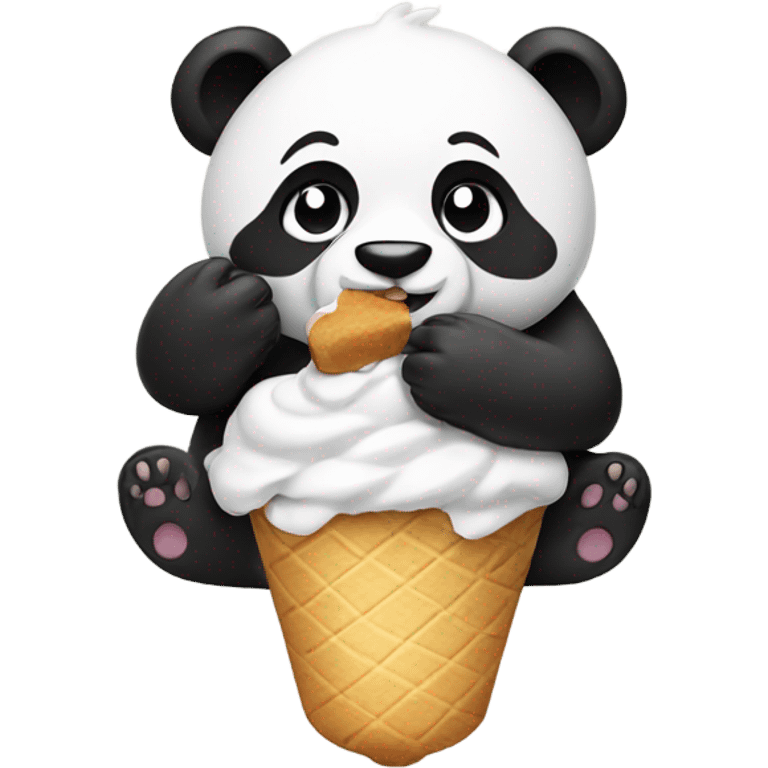 Panda eating ice cream emoji