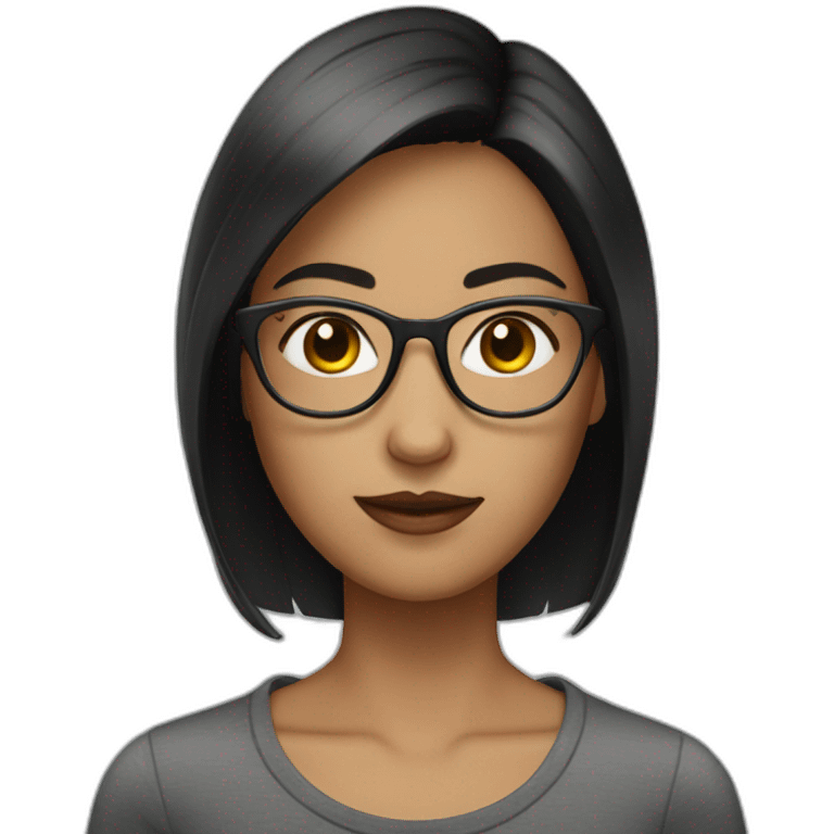 girl with dark brown very short straight hair and glasses emoji