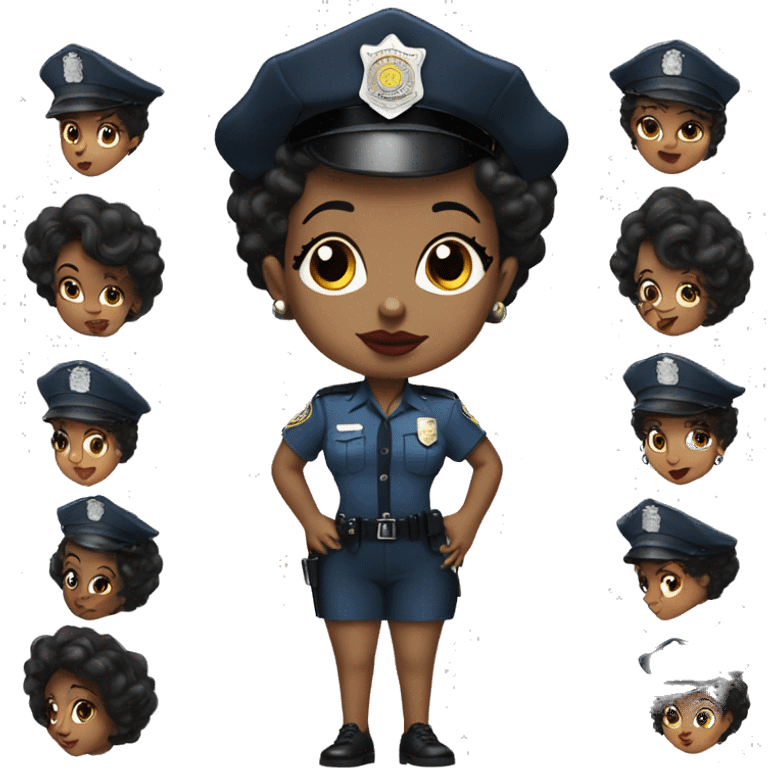 African American Betty Boop wearing a police uniform emoji