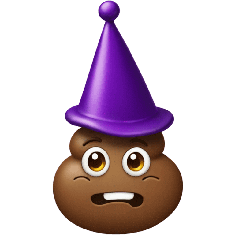 Poop wearing party hat with eggplant  emoji