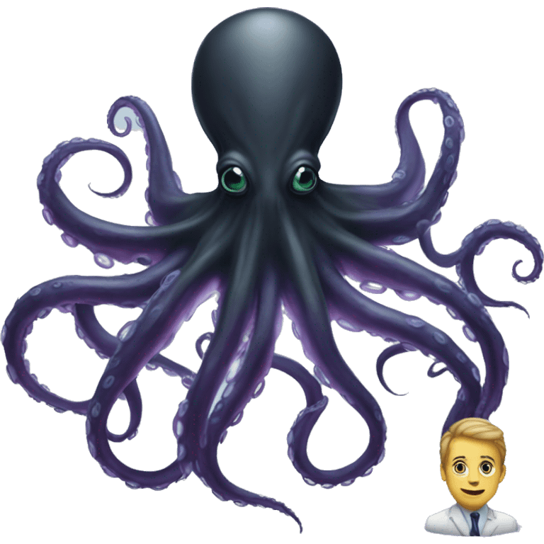 Black Alien Octopus with a scientist  emoji