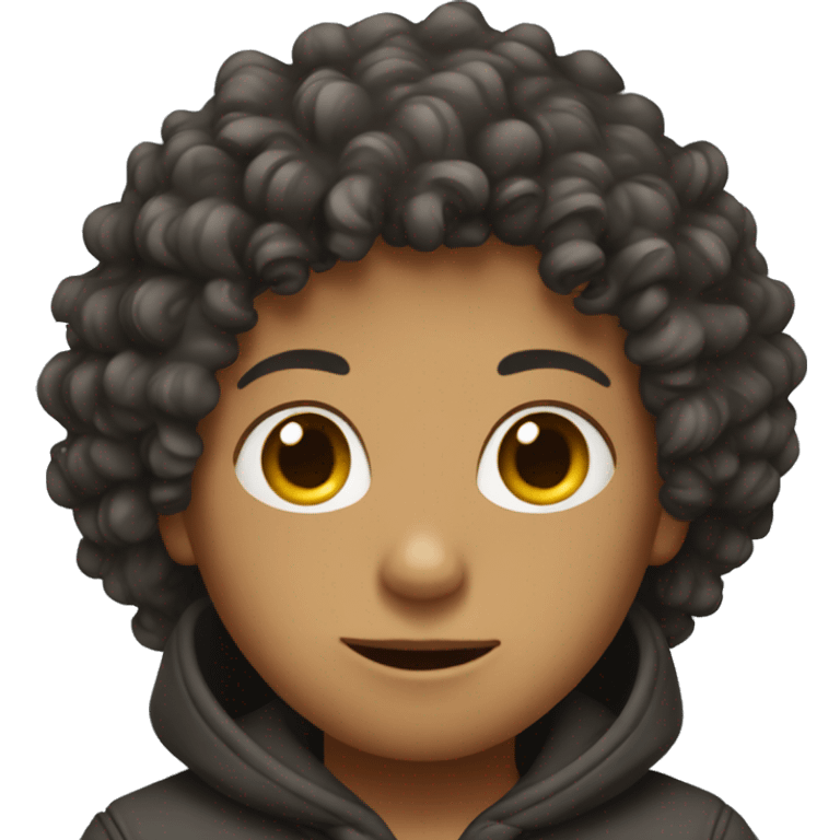 boy with curly hair and hood yn style emoji