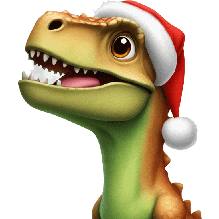 dinosaur with santa hat emoji