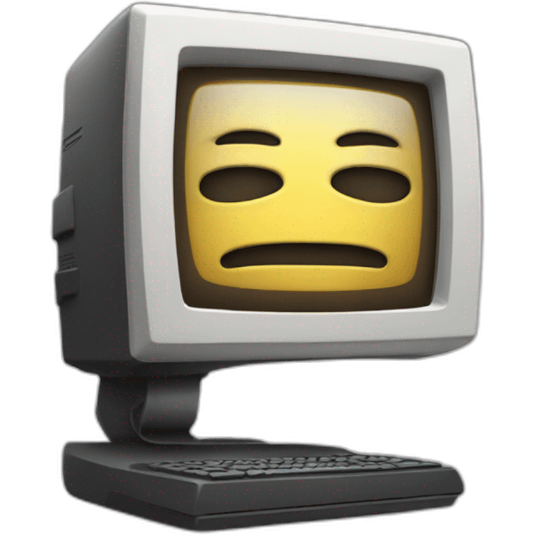 Anthropomorphic computer with arms and legs doing something random emoji