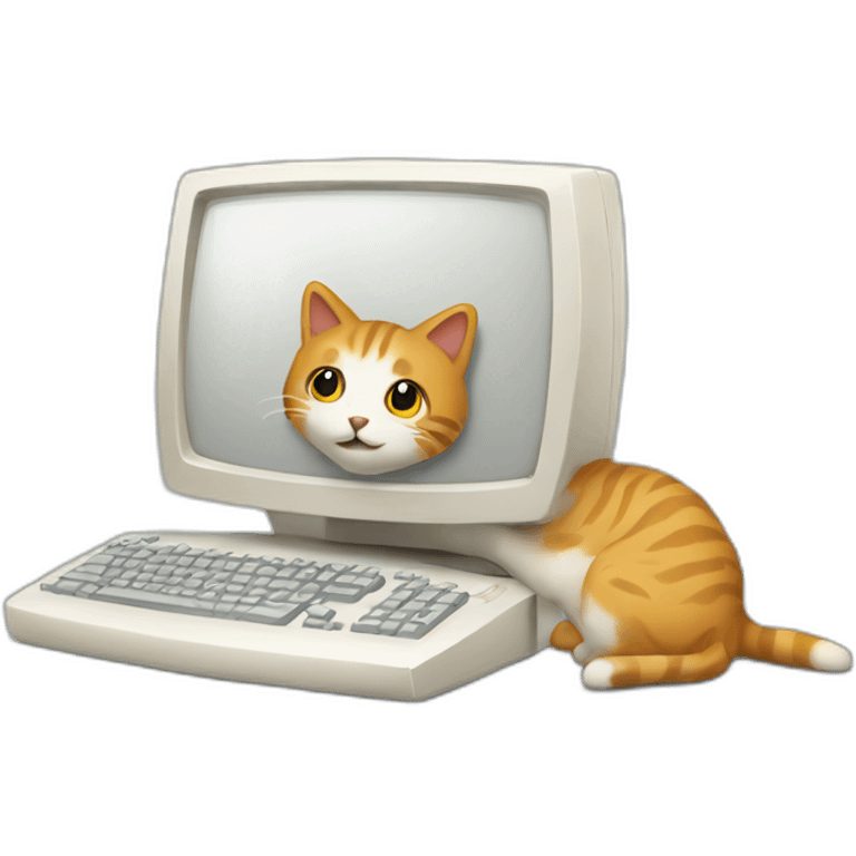 Computer with cat emoji