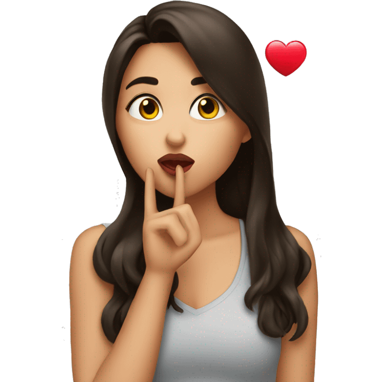 Brunette blowing kisses with a heart emoji