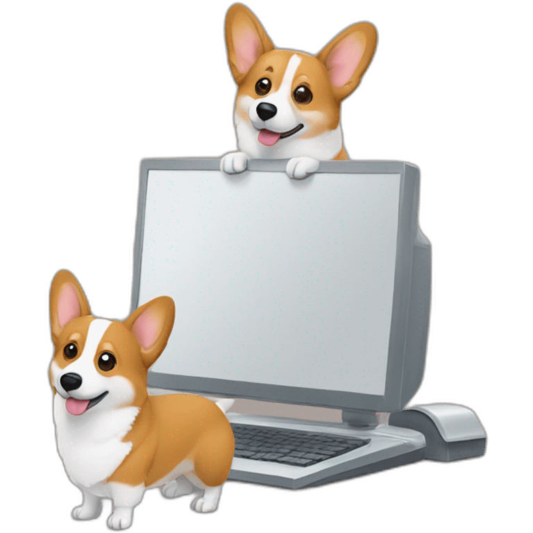 corgi and computer emoji