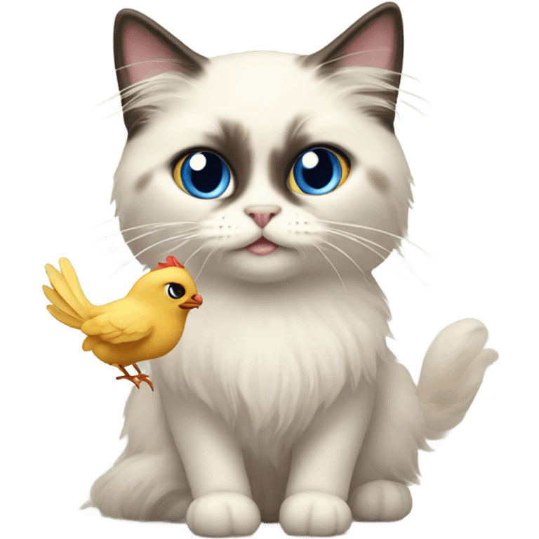 ragdoll cat with chicken  emoji