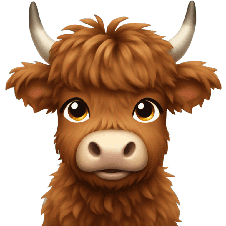 brown fluffy baby highland cow emoji