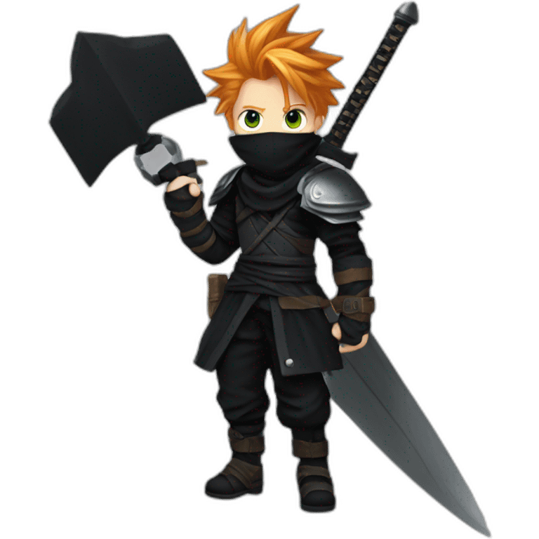 Ginger cloud strife with ninja clothes black emoji