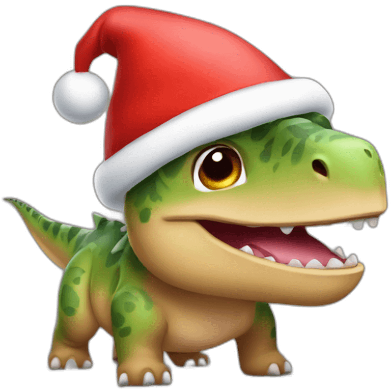 Dinasaur with Christmas hat  emoji