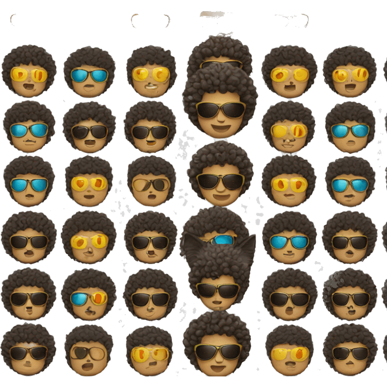 curly haired guy wearing sunglasses with a cat emoji